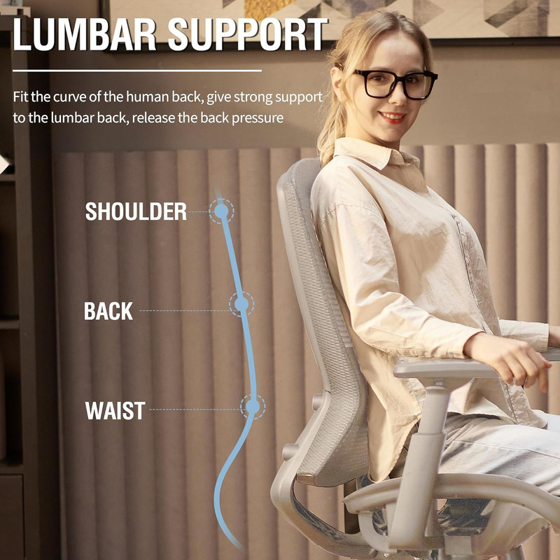 Mesh Office Chair,Ergonomic Computer Desk Chair,Sturdy Task Chair- Adjustable Lu gallery