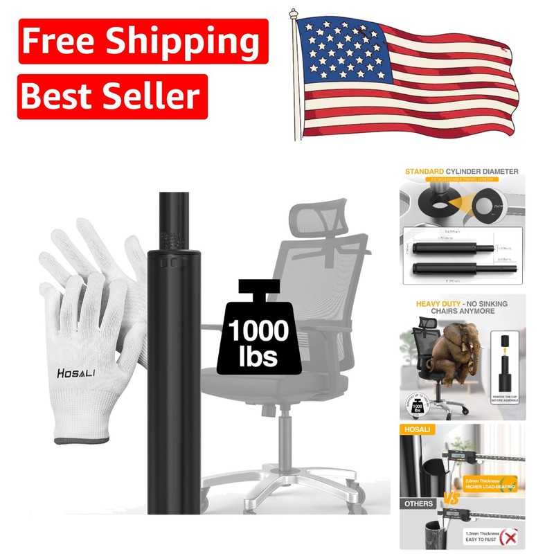 2.5 Inch Universal Office Chair Gas Lift Cylinder - Heavy-Duty Class 4 Piston