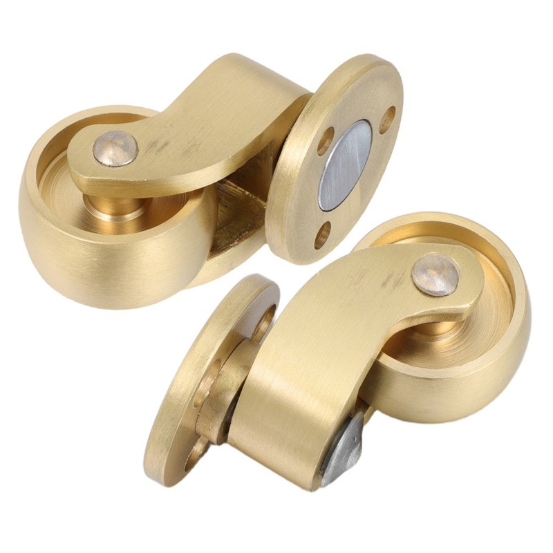 2Pcs Vintage Style Brass Caster Wheels Heavy Duty Furniture Legs Rolling Smooth