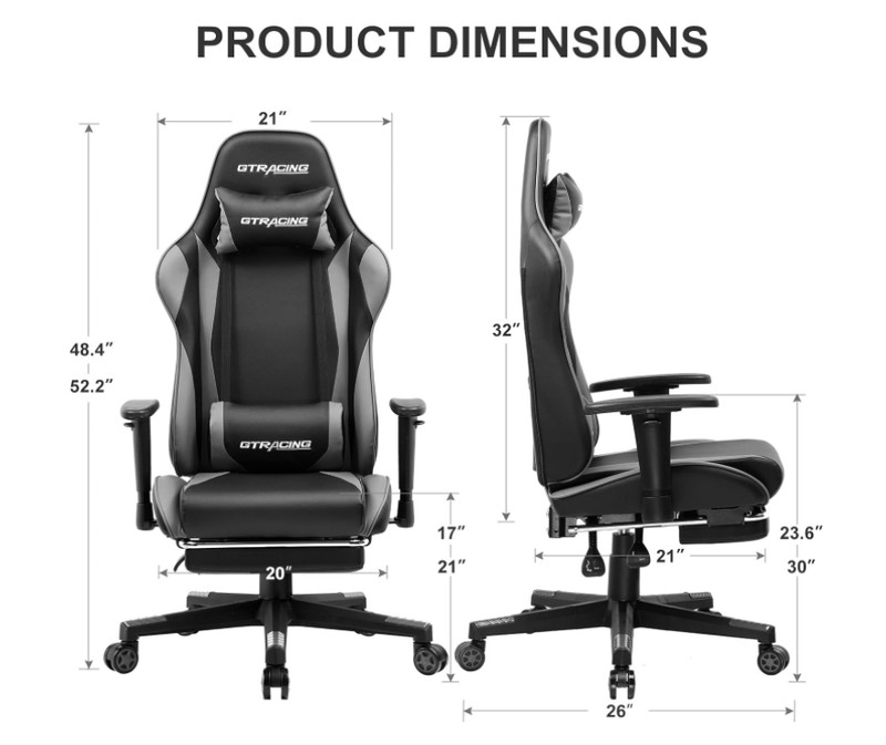GTRACING Gaming Chair w/ Footrest, Height Adjust, Headrest & Lumbar Support gallery