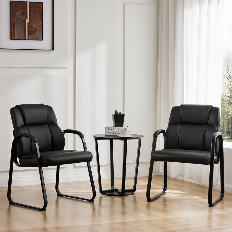 Waiting Room Guest Chair Set of 2, Stationary Office Reception Chairs No Whee…