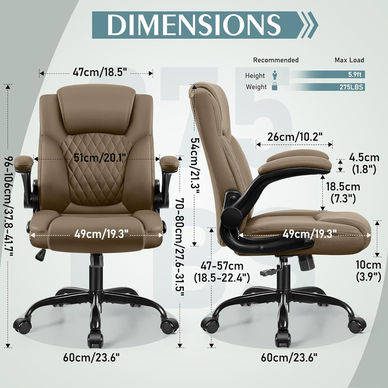 Leather Office Chair, PU Home Computer Desk Chairs with Ergonomic Back Support, gallery