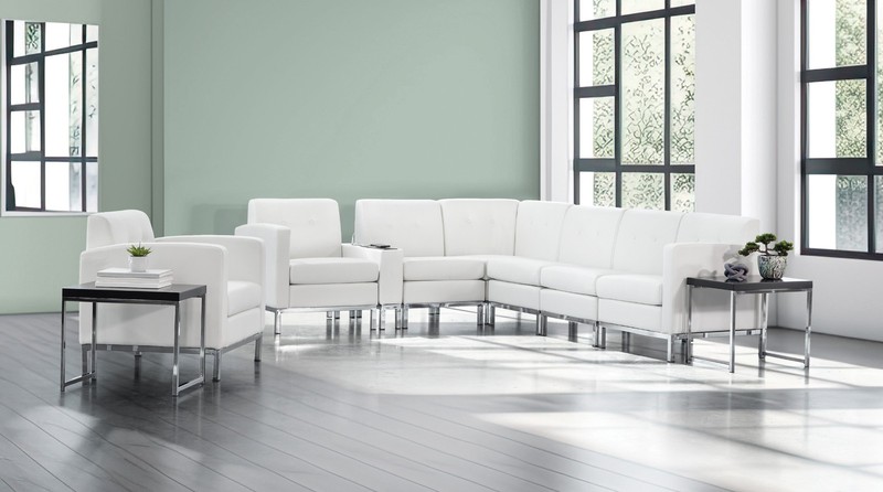Wallstreet Chair Right Arm Facing in White Faux Leather gallery