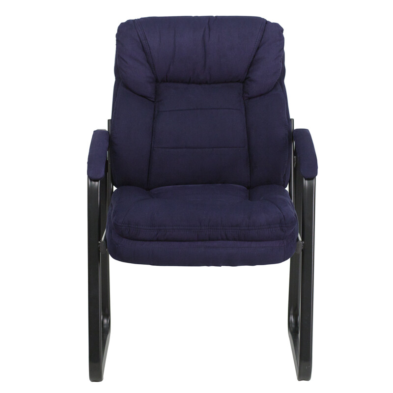 Blue Microfiber Executive Side Reception Chair w/ Lumbar Support & Sled Base gallery