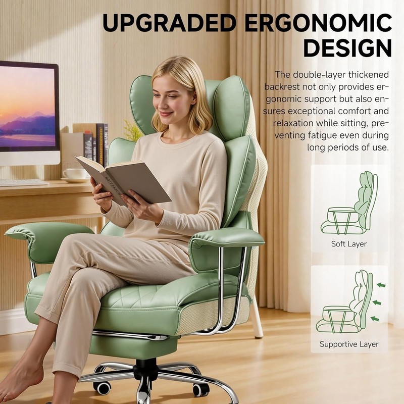 Big and Tall Office Chair, High Back Leather Gaming Chair with Footrest, Exec... gallery