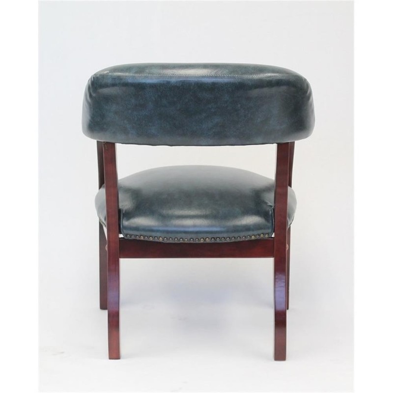 Pemberly Row Contemporary Captains Chair in Blue and Mahogany gallery