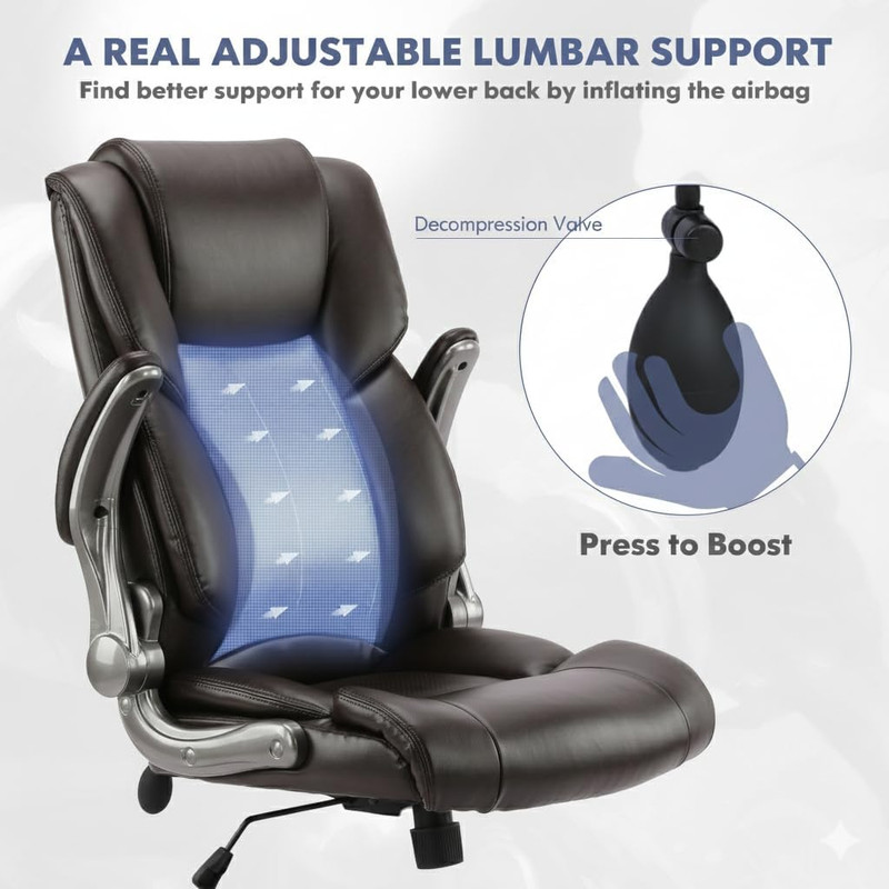 Ergonomic High Back Executive Office Chair with Adjustable Airbag Lumbar Support gallery