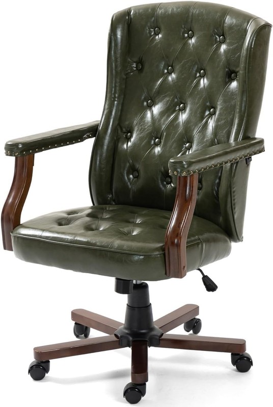 Executive Office Chair, Ergonomic Faux Leather Home Office Desk Swivel Chair
