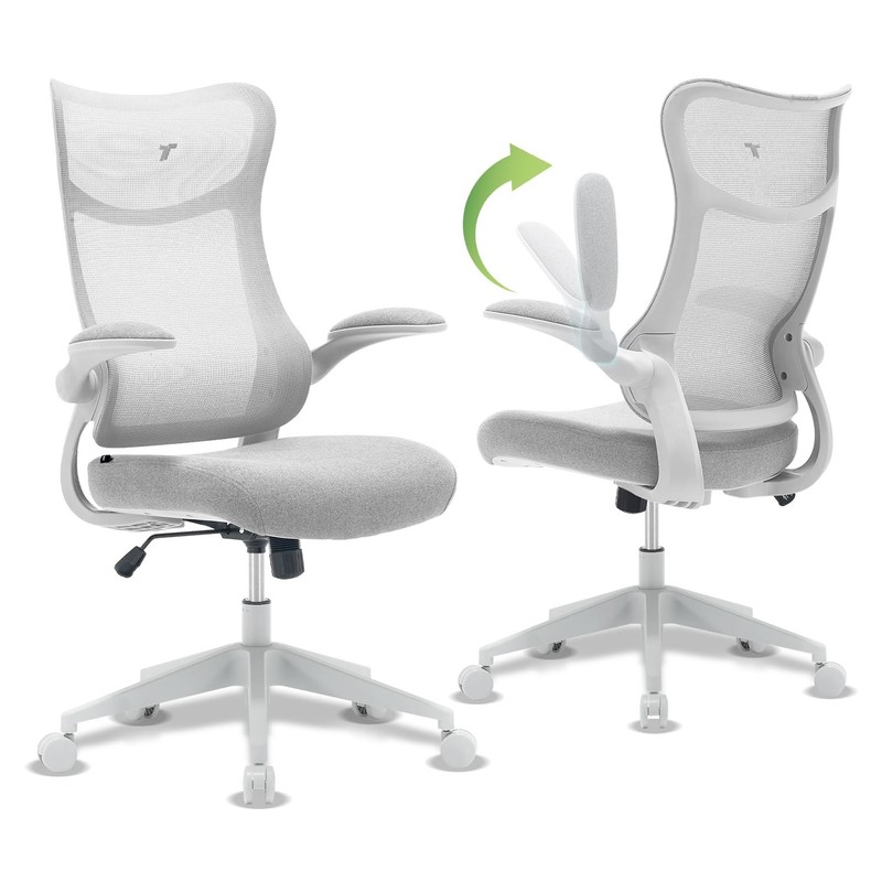 TT Airflex V2 Ergonomic Office Chair with Space-Saving Flip-Up Arms, Thick Me…