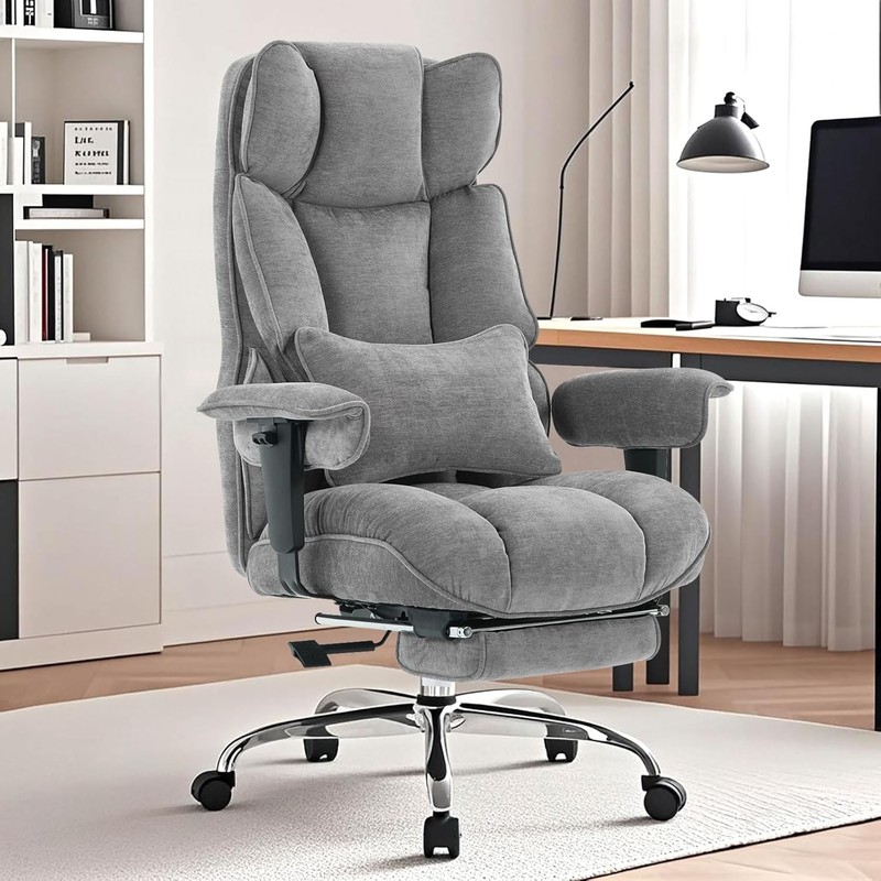 Efomao Executive Office Chair Fabric Foot Rest Big and Tall