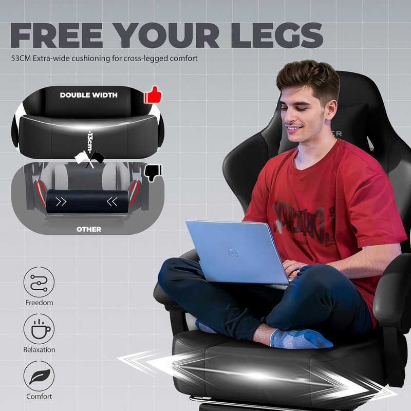 Big and Tall Gaming Chair 400lbs Heavy Duty Office Chair with Footrest, High ... gallery