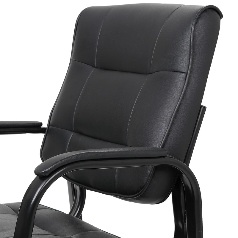 New Leather Guest Reception Black Classic Waiting Room Office Desk Side Chairs gallery