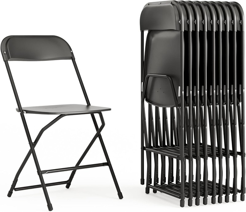 Flash Furniture Hercules Set 10 Heavy-Duty Folding Chairs White Indoor/Outdoor