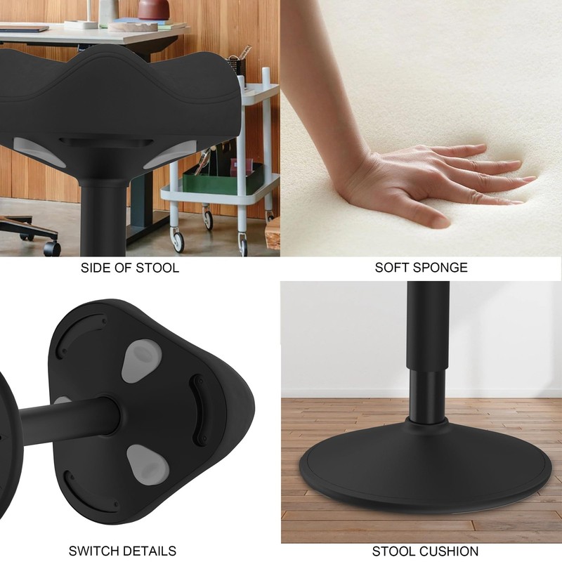 Standing Stool, Adjustable Ergonomic Office Chair Standing Desk Chair Swivel 360 gallery