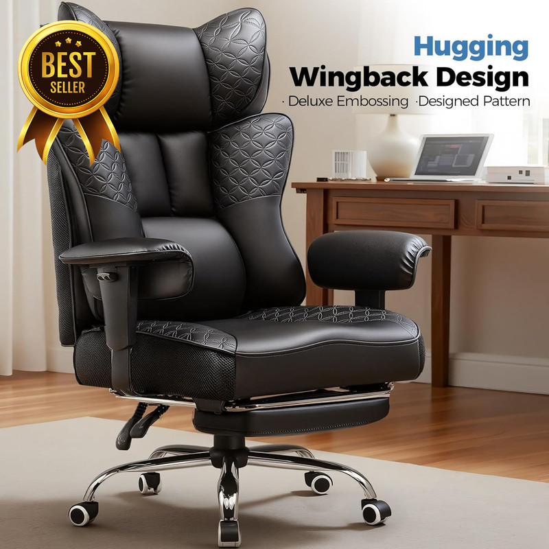 Big and Tall Office Chair Wide Ergonomic Gaming Chair with Deluxe Embossed Leath gallery