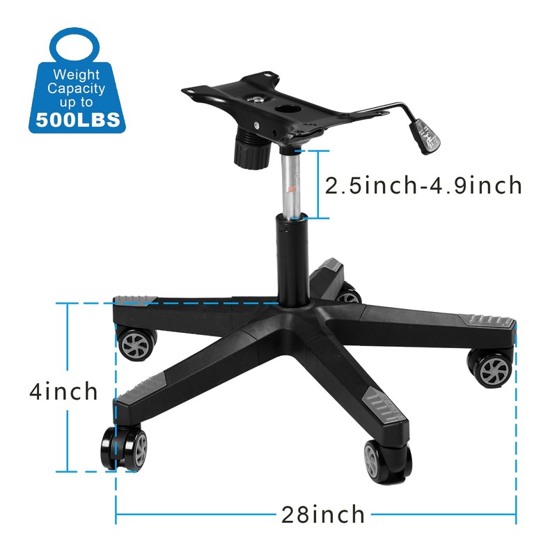 28 inch Nylon Gaming Chair Base with Bottom Plate Stand Cylinder, 5 Casters (... gallery