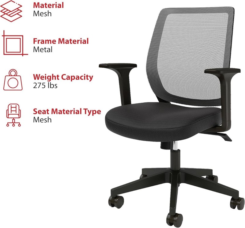 Staples Essentials Ergonomic Fabric Swivel Task Chair, Black gallery