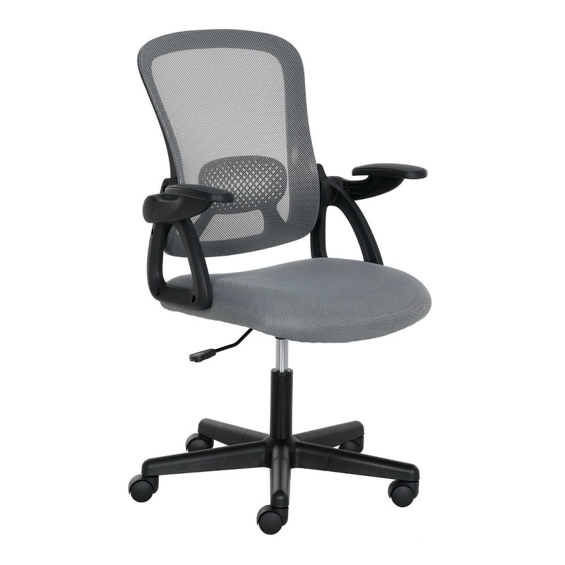 Mainstays Mesh Back Office Chair Flip-Up Arms Grey 275lb FREESHIP