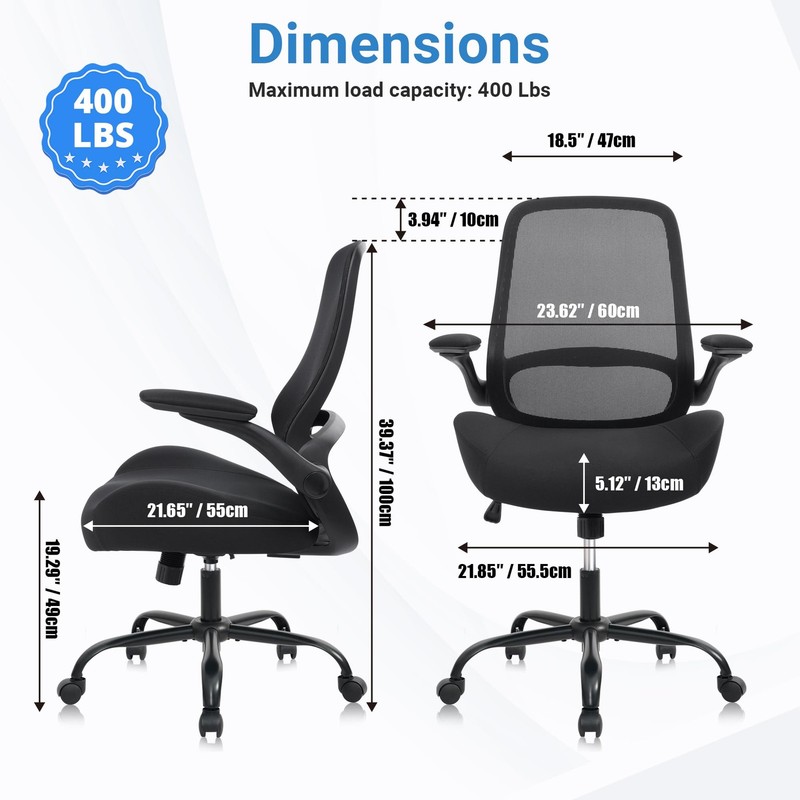 Ergonomic Heavy Duty Office Chair with 5" Thick Seat & Adjustable Armrests gallery