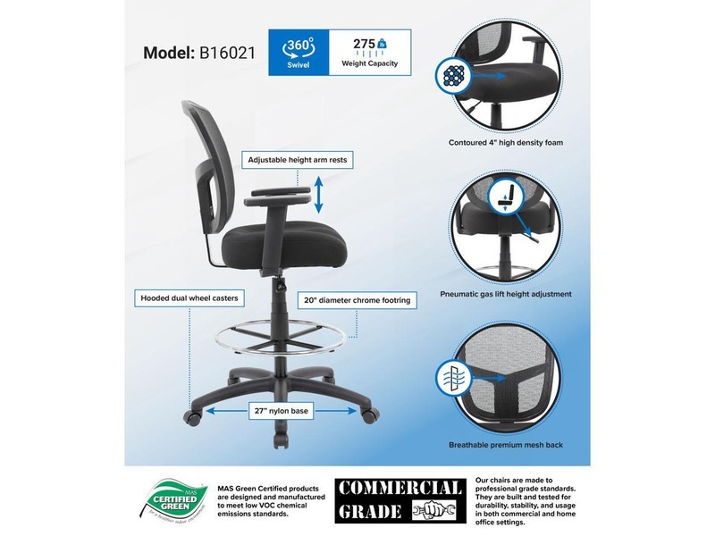 Boss Contract Mesh Drafting Stool gallery