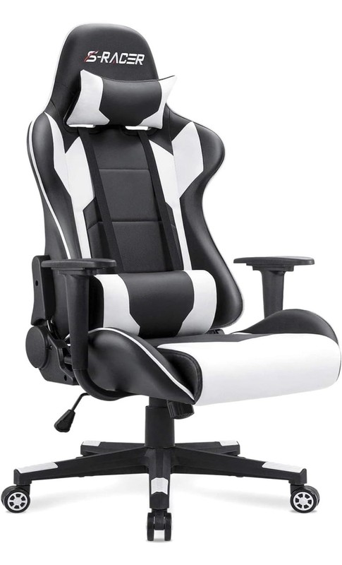 Homall T-OCRC0082 Synthetic Leather Office Chair - White/Black
