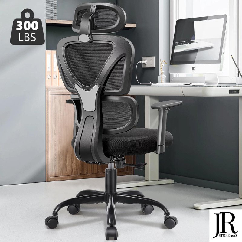 Silla de Oficina Ergonómica Ajustable – Respaldo Alto y Soporte Lumbar 300 Lbs