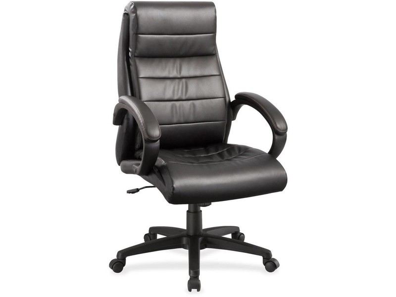 Lorell Leather Hi-Back Chair 27-3/4″x32″x44-1/2″ Black 59532