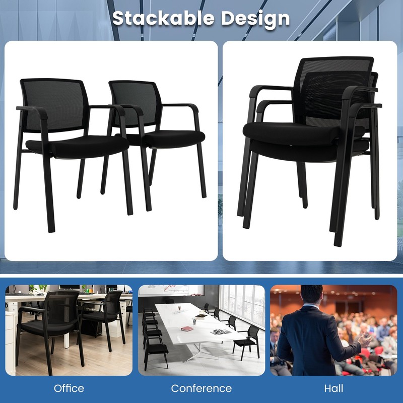 Set of 2 Conference Chairs Stackable Office Guest Mesh Chairs for Waiting Room gallery