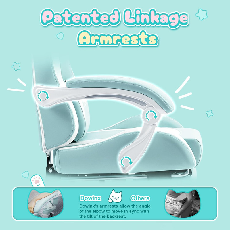 Dowinx Gaming Chair with Cat Ears and Massage Lumbar Support, Ergonomic Computer gallery