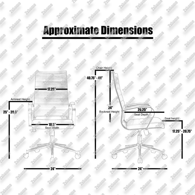 High Back Computer Desk Seat Adjustable Ribbed Leather Cushion Office Chair gallery