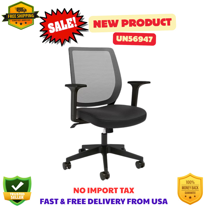 Staples Essentials Ergonomic Fabric Swivel Task Chair, Black