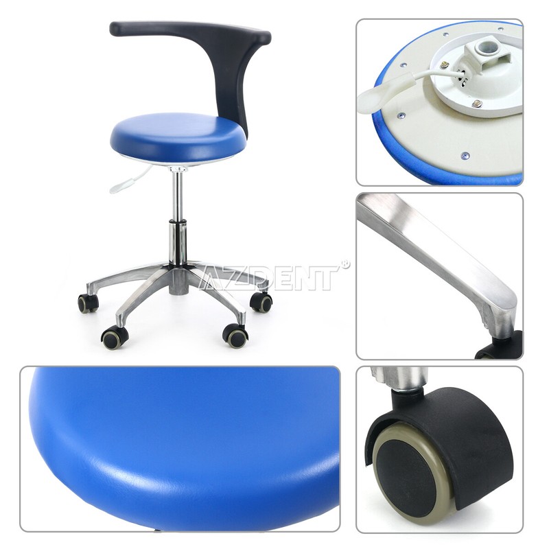 Dental Medical Assistant Stool Adjustable Height Mobile Chair Blue/Black gallery