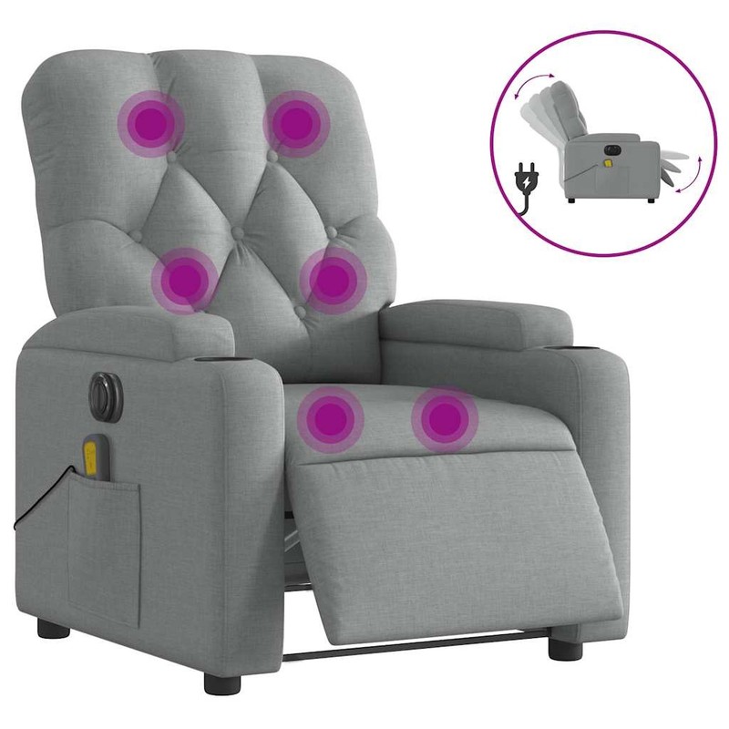 Massage Recliner Chair Wingback Reclining Armchair for Elderly Fabric vidaXL gallery
