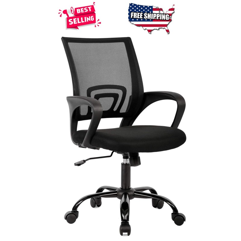 Adjustable Office Chair Mesh Back Swivel Task Chair with Armrests for Home Desk