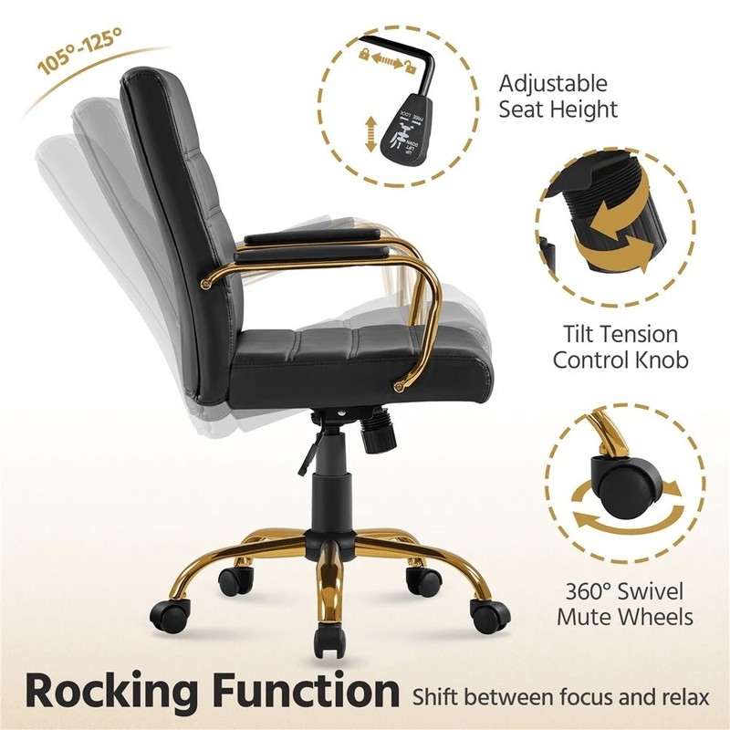 PU Leather Desk Chair Swivel Height Adjustable Office Computer Seat gallery