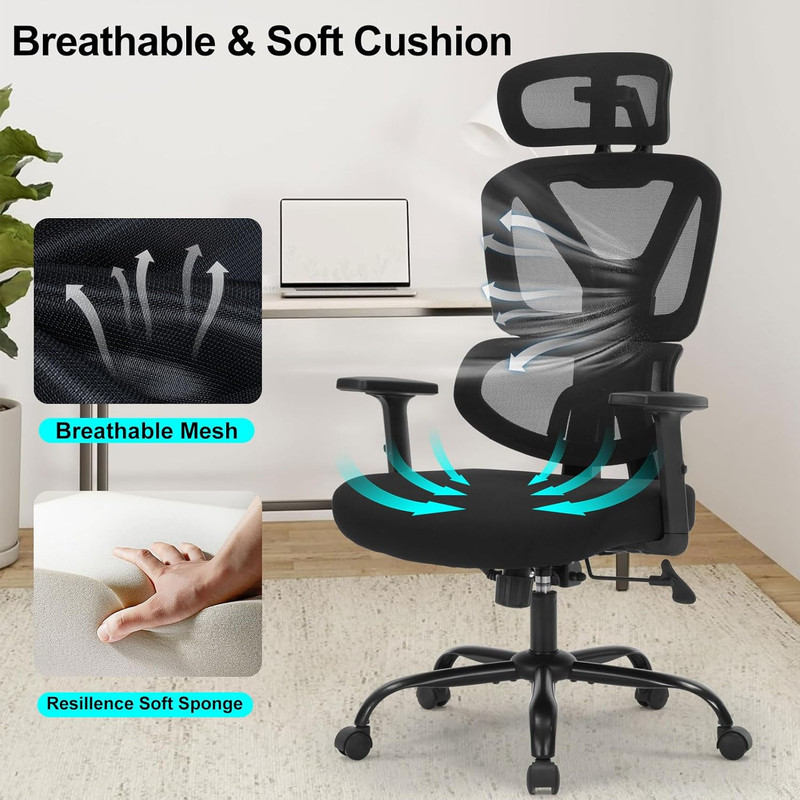 Executive Office Chair, Ergonomic High Back Mesh Desk Chair with Adjustable Heig gallery