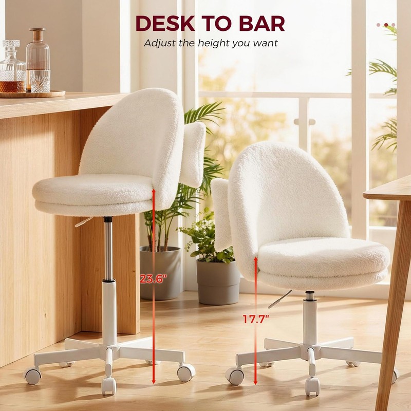 Velvet Tall Office Chair with Wheels Vanity Chairs with Back, Versatile Heigh... gallery