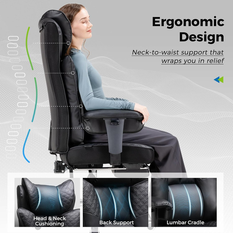 Ergonomic Big & Tall Office Chair 400LBS with Foot Rest & Reclining Features gallery