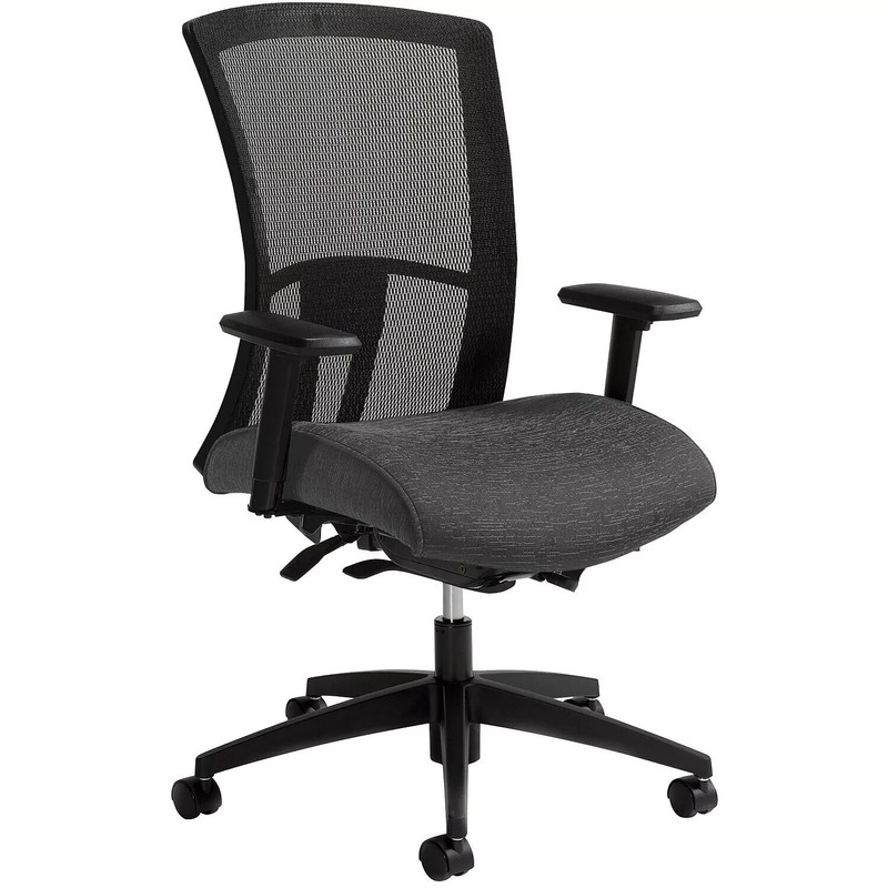 Global Vion 6321-8 Mesh Back Fabric Seat Computer Ergonomic Desk Chair Granite