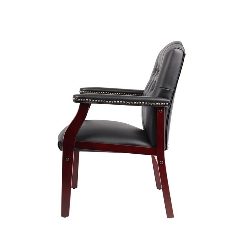 Maklaine Traditional Faux Leather Tufted Guest Chair in Black gallery