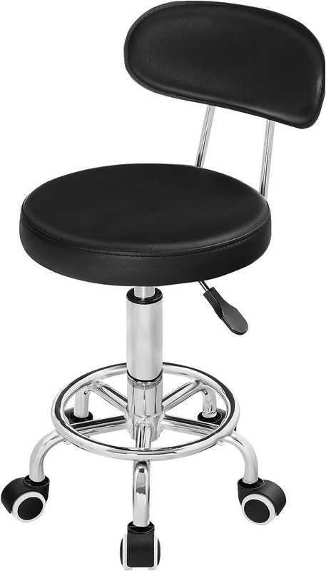 HOOBRO Adjustable Rolling Stool 360° Swivel Drafting Chair 13"L x 13"W x 24"H