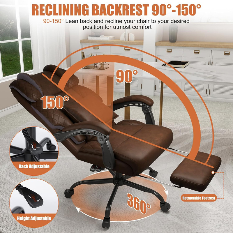 Ergonomic High Back Office Chair with Footrest & Neck Support - 400Lbs Capacity gallery