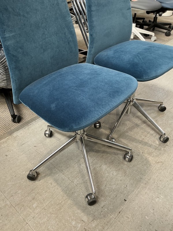 Office Chair in Blue Suede Finish / Mid Back with Swivel base / Kori Model gallery