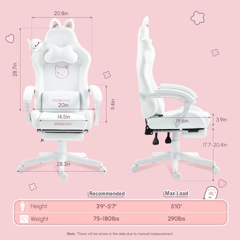 Gaming Chair with Cat Ears and Massage Lumbar Support,Ergonomic Computer Chair gallery