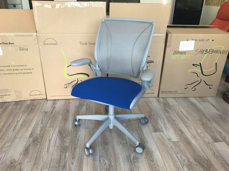 HumanScale Diffrient World Task Chair Adjustable Arms Grey Frame Thalo Fabric
