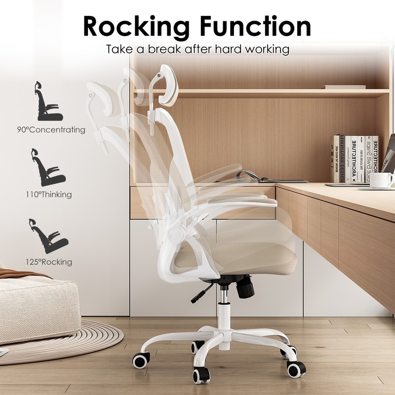Ergonomic Home Office Chair Mesh Headrest Adjustable Lumbar Support Tilt Recline gallery