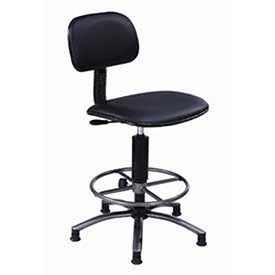 Vinyl Upholstered Swivel Stool Black 21″-25″H Seat