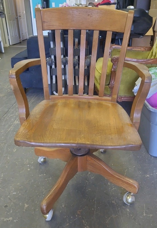 Antique Solid Wood Desk Chair Vintage Collectible Senator/Banker Chair