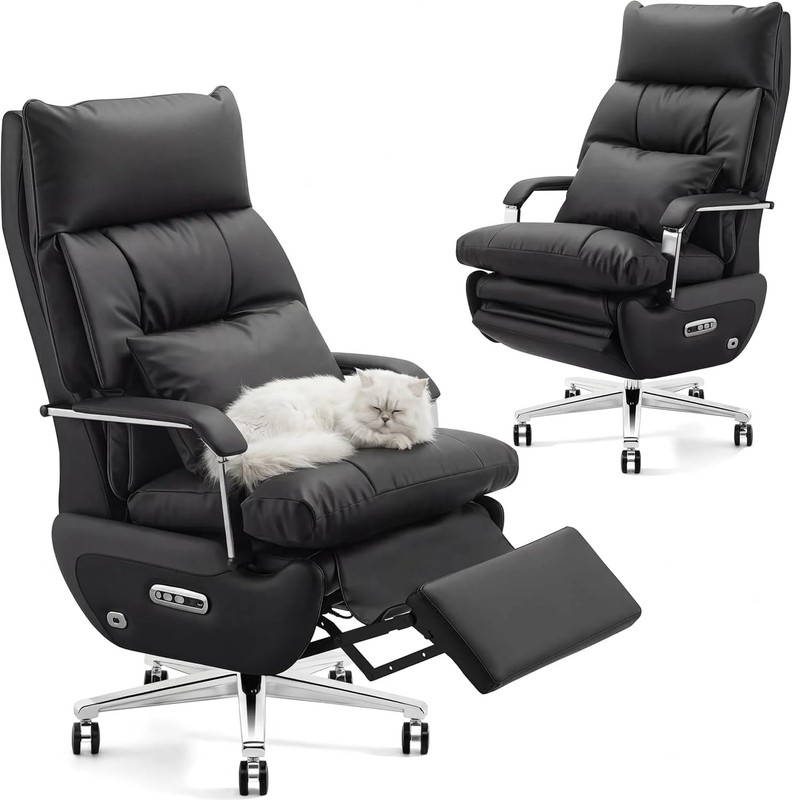 Dual Motor Executive Office Chair with Footrest, One-Touch Reset, 170° Reclining