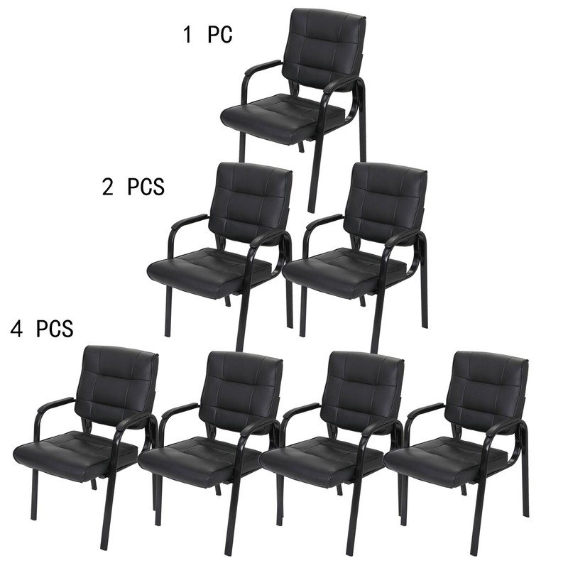 1/2/4 PCS Leather Guest Chair Reception Chairs Waiting Room Office Desk Black